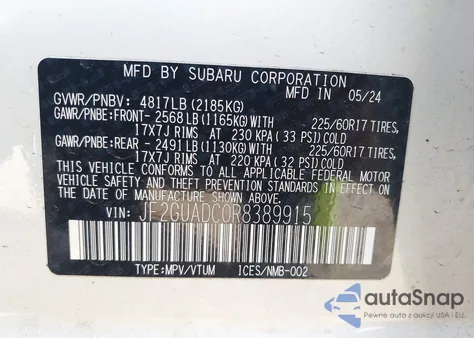 2024 Subaru Crosstrek Premium from USA, damaged, VIN JF2GUADC0R8389915